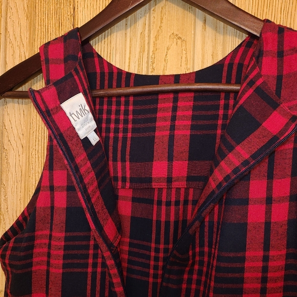 Red Tartan sleeveless dress / Twik Simons - Picture 2 of 5